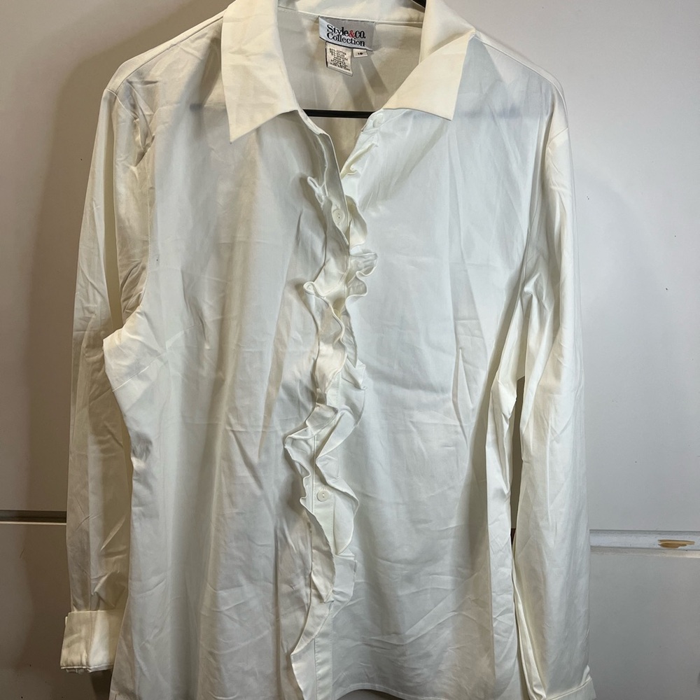 White Ruffled Women Shirt